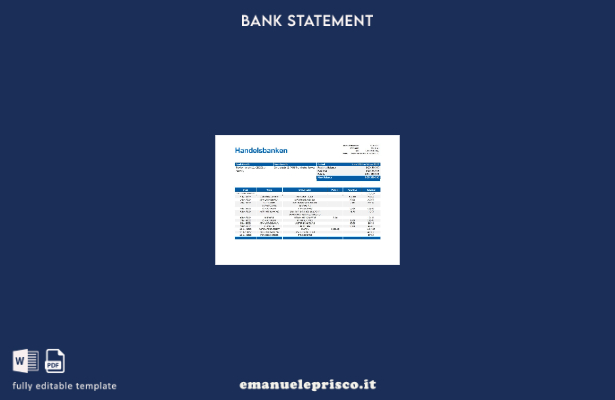 modello word di estratto conto bancario norvegese Handelsbanken in stile verific