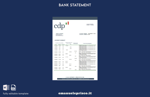 modello word di estratto conto bancario stile verificato Italia Cassa Depositi e