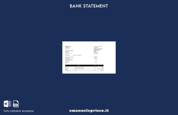 modello word di estratto conto della Banca degli Stati Uniti in stile verificato