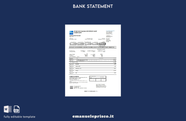 modello word di estratto conto della carta di credito oro Canada American Expres