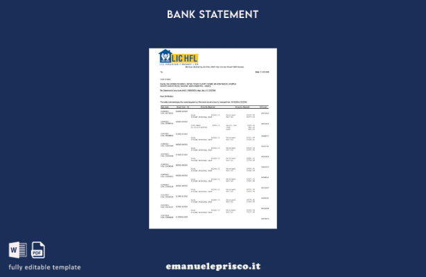 modello word di estratto conto finanziario per l'edilizia abitativa India LIC in
