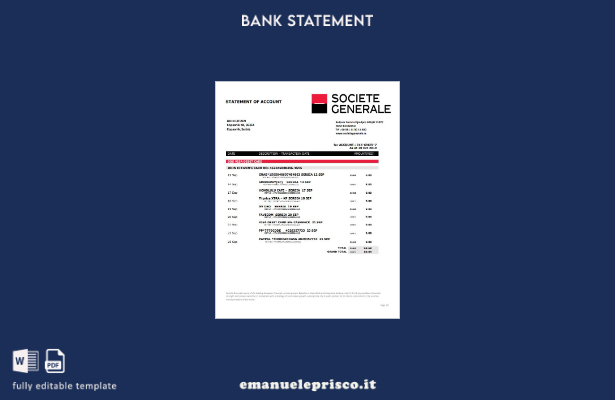 modello word di prova dell'indirizzo bancario della Serbia Societe Generale in s