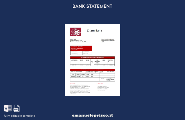 modello word di prova dell'indirizzo della banca Syria Cham in stile verificato