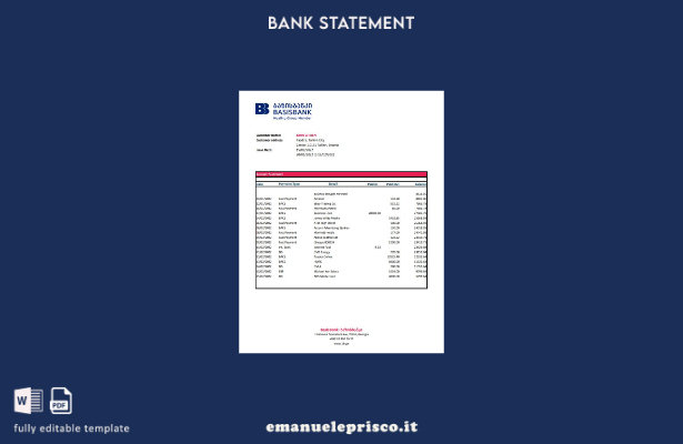 modello xls di estratto conto bancario Georgia Basis stile verificato