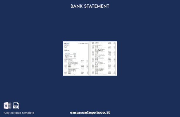 pagine di parole dell'estratto conto bancario USA Bluebird in stile verificato,
