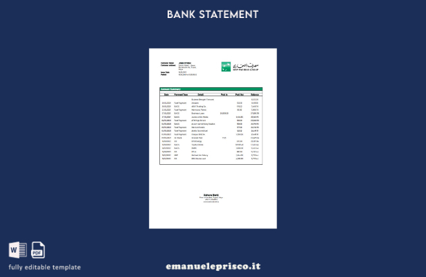 parola dell'estratto conto bancario in stile verificato Libia Sahara. modello