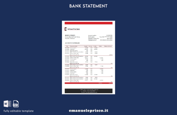 stile verificato Camerun Afriland Primo modello Excel di estratto conto