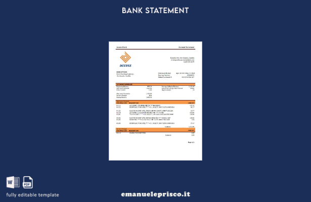 stile verificato Gambia Accedi al modello di estratto conto bancario, modello in