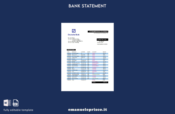 stile verificato Germania Modello di estratto conto bancario Deutsche