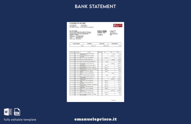 stile verificato India IDFC Primo modello di pagina di parole dell'estratto cont