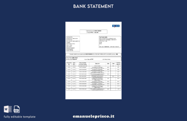 stile verificato India Sì Modello di pagine di estratto conto Ibank