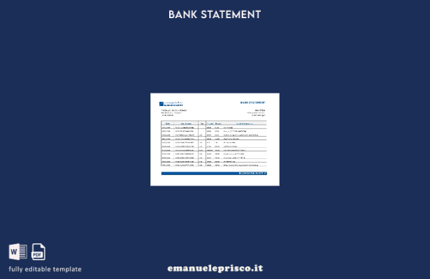 stile verificato Modello Word di estratto conto bancario della Banca d'Egitto Bl
