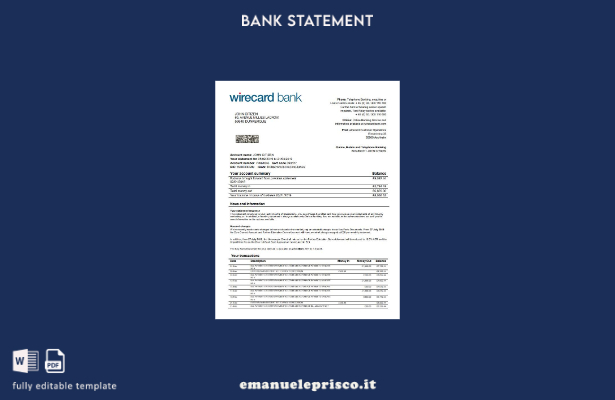 stile verificato Modello di estratto conto bancario Germania Aschheim Wirecard