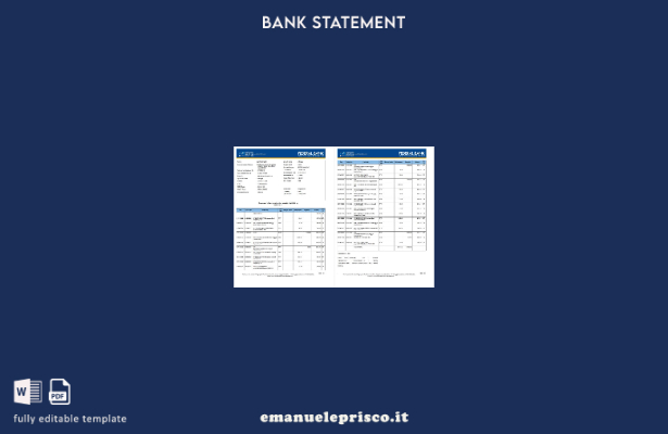 stile verificato Modello di pagine di parole dell'estratto conto bancario federa