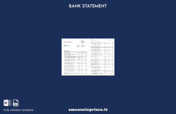 stile verificato Modello di pagine di parole dell'estratto conto bancario svizze