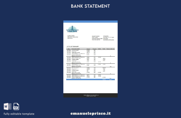 stile verificato Modello di parola di estratto conto bancario fedele a Santa Luc