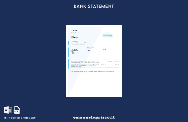 stile verificato Modello di parola di estratto conto bancario saggio del Regno U