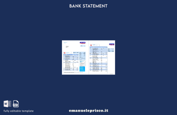 stile verificato Modello di parole di estratto conto bancario nazionale (pagine)