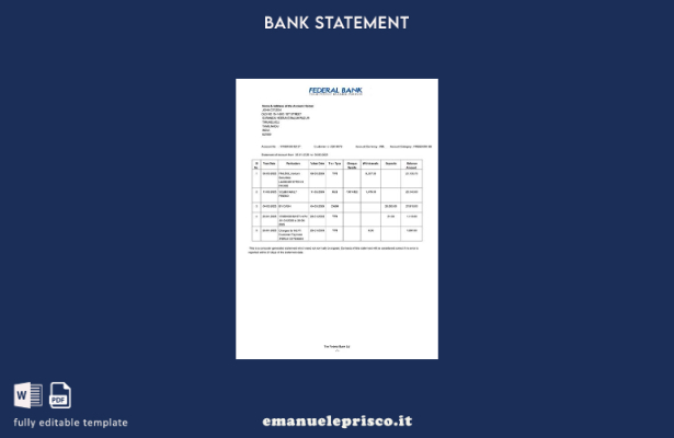 stile verificato Modello di versione word dell'estratto conto bancario federal 1