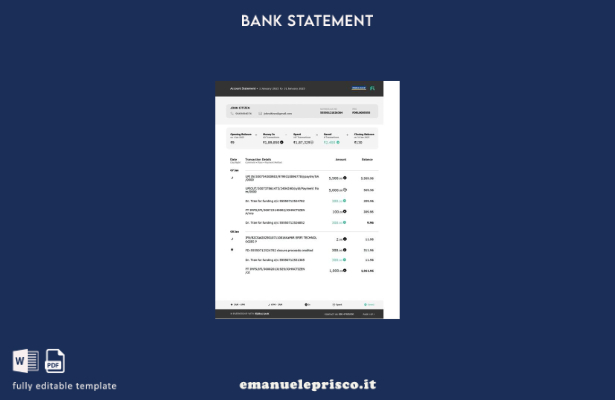 stile verificato Modello di versione word dell'estratto conto bancario federale