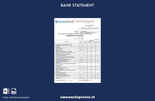 stile verificato Modello word di accesso all'estratto conto bancario dell'Azerba