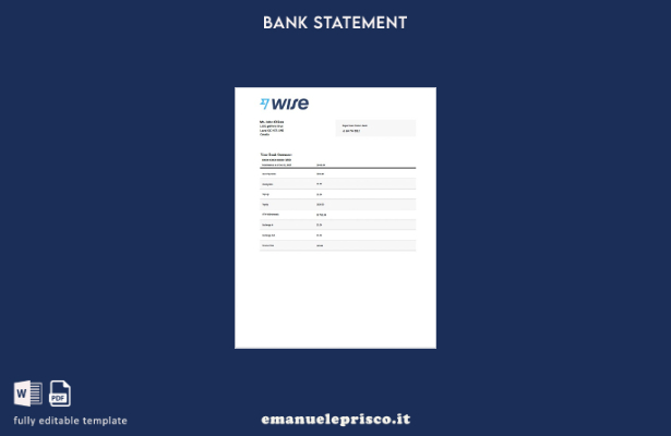 stile verificato Modello word di estratto conto bancario Canada Wise