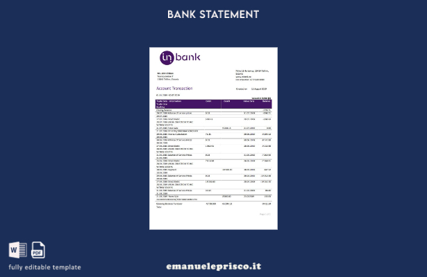 stile verificato Modello word di estratto conto bancario Estonia Inbank