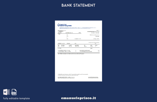 stile verificato Modello word di estratto conto bancario Thailandia Bangkok