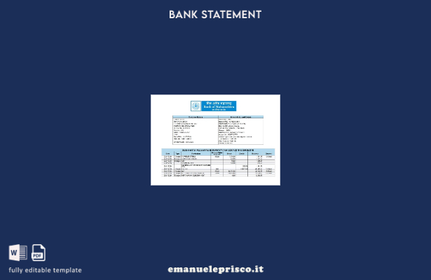 stile verificato Modello word di estratto conto bancario della Banca del Maharas