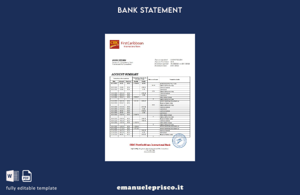 stile verificato Modello word di estratto conto bancario internazionale di Saint