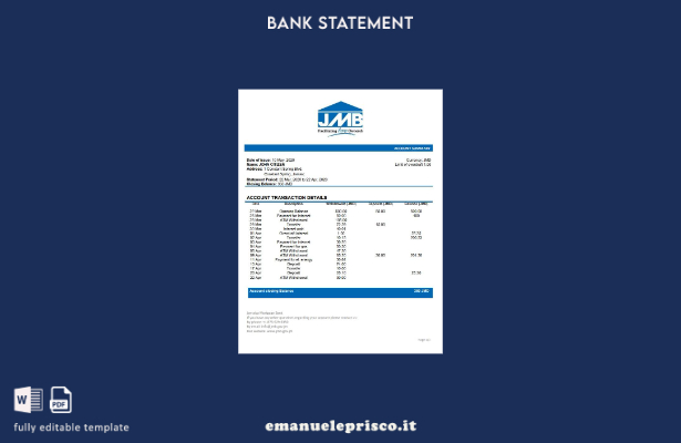 stile verificato Modello word di estratto conto bancario ipotecario Giamaica