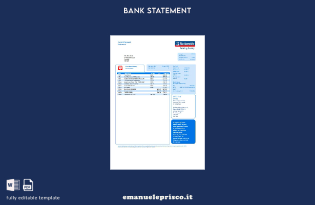 stile verificato Modello word di estratto conto bancario nazionale del Regno Uni