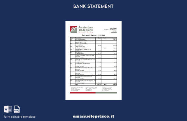 stile verificato Modello word di estratto conto bancario olandese Amsterdam comm