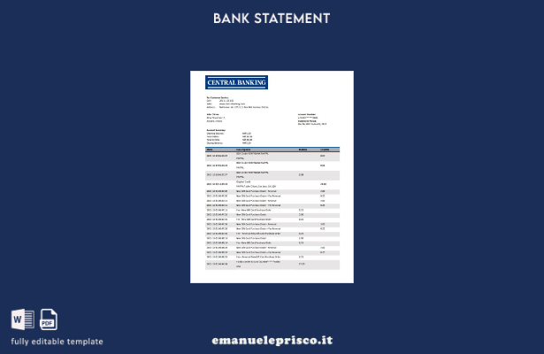 stile verificato Modello word di estratto conto della banca centrale dell'Eritre