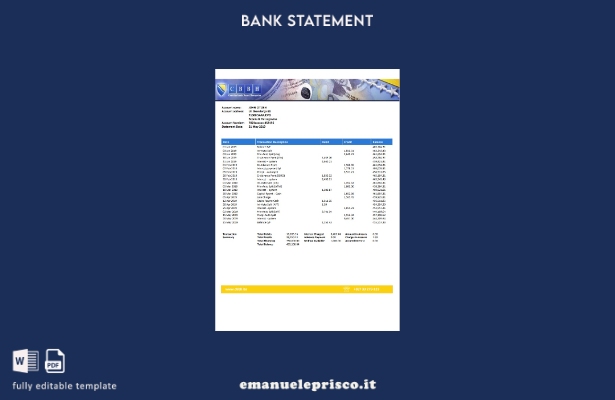 stile verificato Modello word di estratto conto della banca centrale della Bosni