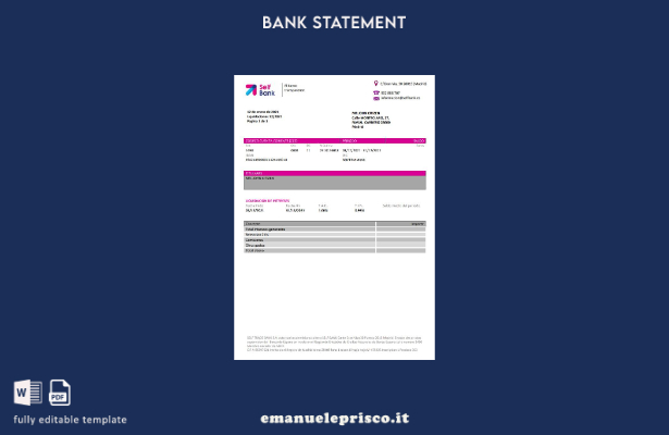 stile verificato Modello word di prova dell'indirizzo della Self Bank della Spag