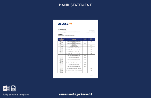 stile verificato Nigeria Accedi al modello word di estratto conto