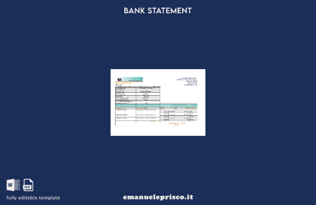 stile verificato Pakistan Modello Excel di estratto conto bancario della Bank of