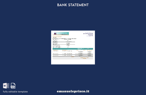 stile verificato Pakistan Modello word di estratto conto bancario della Bank of