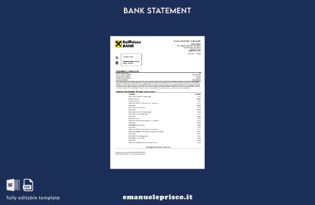 stile verificato Romania Raiffeisen Bank nel modello verbale di estratto conto i