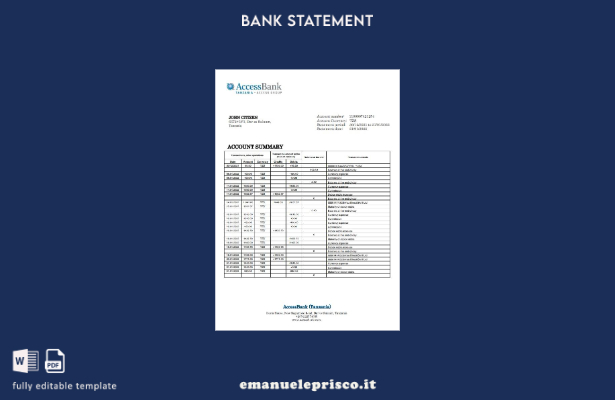 stile verificato Tanzania Accedi al modello word di estratto conto