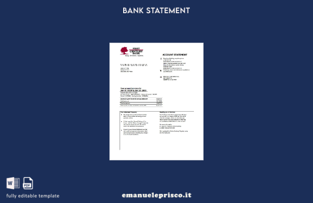 stile verificato USA Georgia Gainesville Modello word di estratto conto bancario
