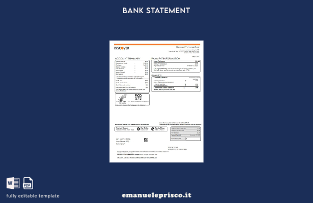 stile verificato USA Scopri il modello di pagine di parole dell'estratto conto b