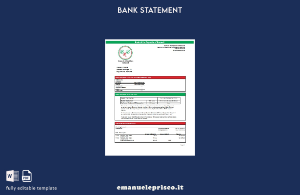 stile verificato modello word dell'estratto conto della Banca del Burundi della