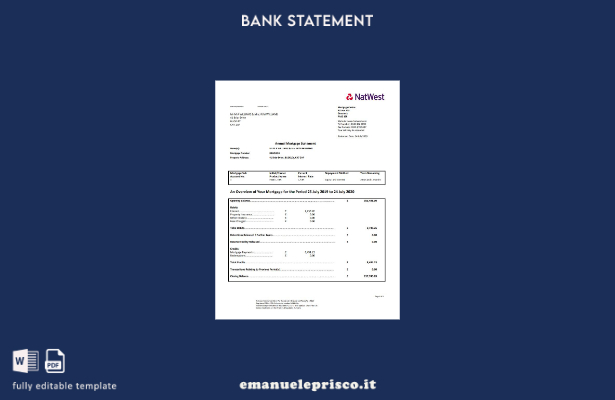 stile verificato modello word di prova dell'indirizzo della banca NatWest del Re