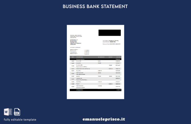 estratto conto aziendale Bank Al Etihad in stile verificato Modello Word e PDF