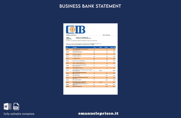 modello Word e PDF dell'estratto conto aziendale CIB Bank in stile verificato