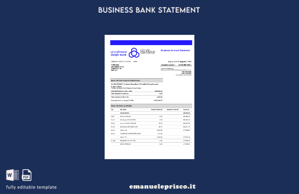 modello Word e PDF dell'estratto conto della società Al Rajhi Bank in stile veri