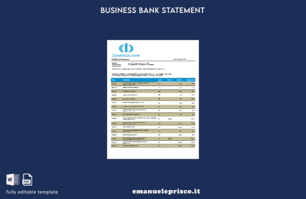 modello Word e PDF di dichiarazione aziendale di banca commerciale in stile veri