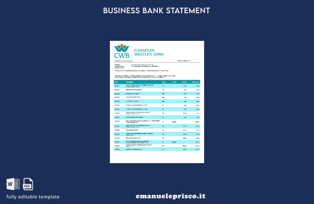 modello Word e PDF di estratto conto della società Canadian Western Bank in stil
